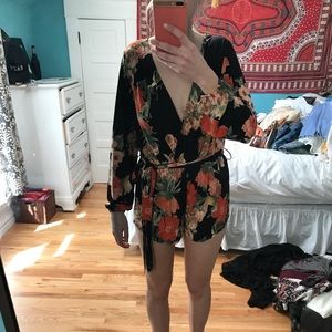 Black floral romper